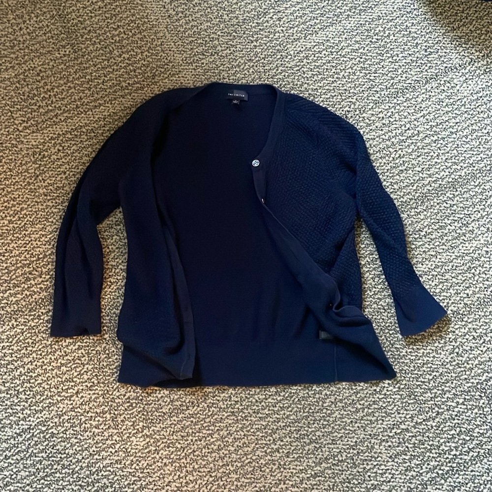 navy button down cardigan